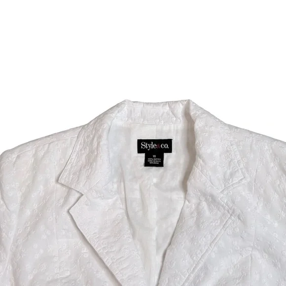 VINTAGE STYLE & CO. Jacket Blazer Ruched details White Floral Size 16 Like new - Picture 12 of 12